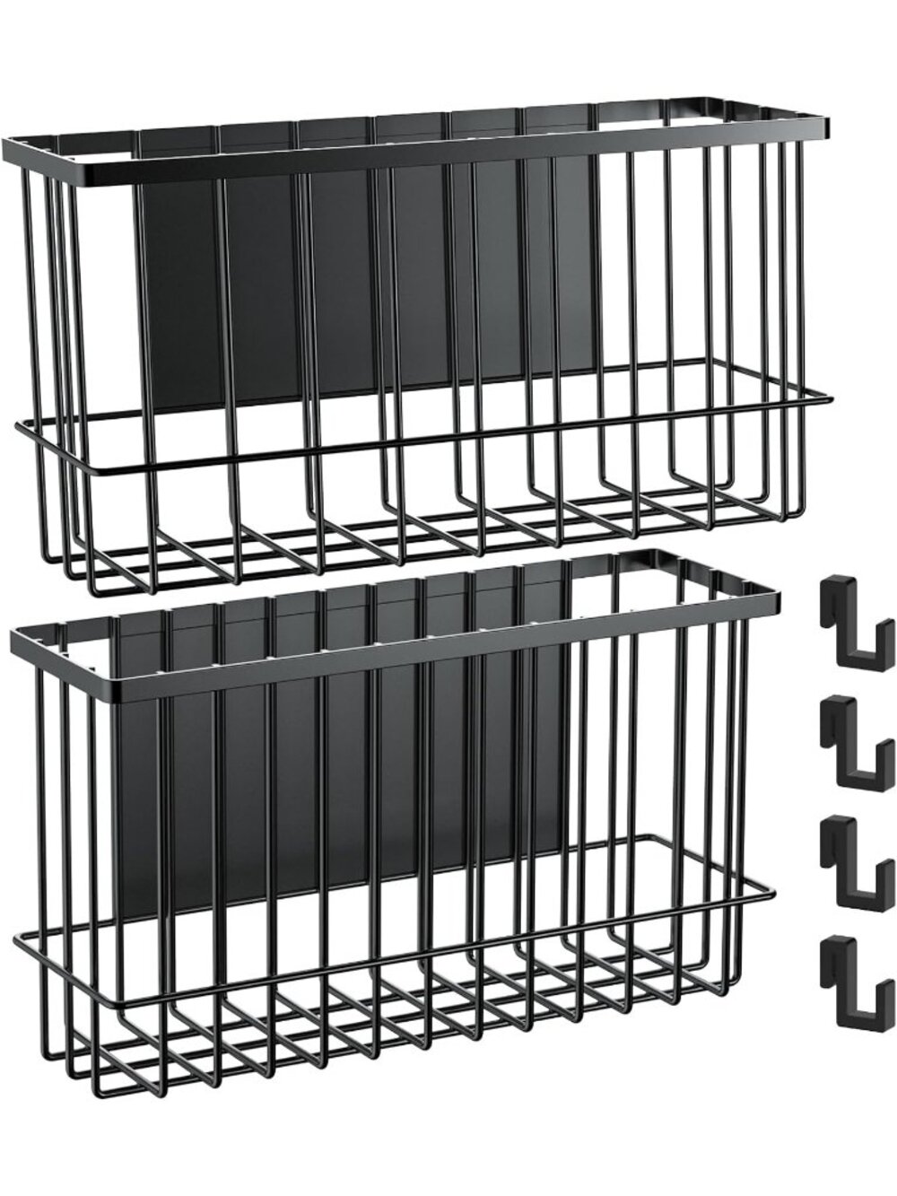 New 2PCS Black Magnetic Metal Basket Organizer Medium Small 14 lbs Storage Rack